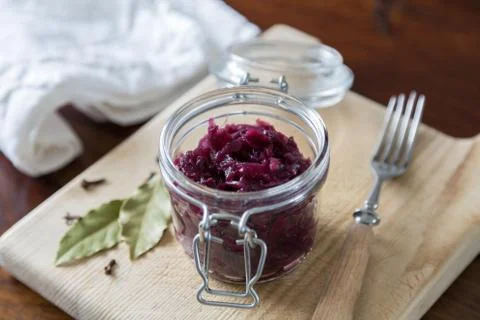 Red cabbage in the jar Stock Photos