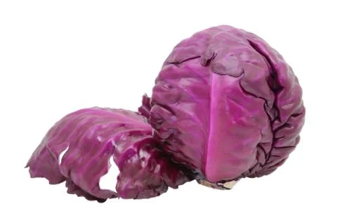 Red cabbage with a leaf peeling away Stock Photos