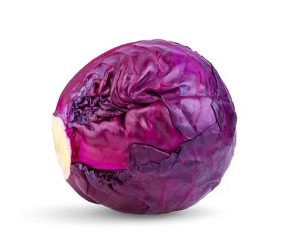 Red cabbage one slice isolated on white background. full depth of field Stock Photos