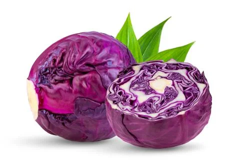 Red cabbage one slice isolated on white background Stock Photos