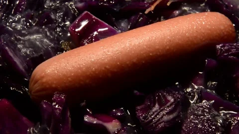 Red cabbage with sausage Stock Footage 276890458