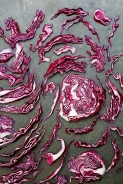 Red cabbage on slate background Stock Photos