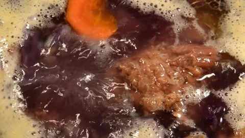 Red cabbage soup with beef stew Stock Footage 276879608