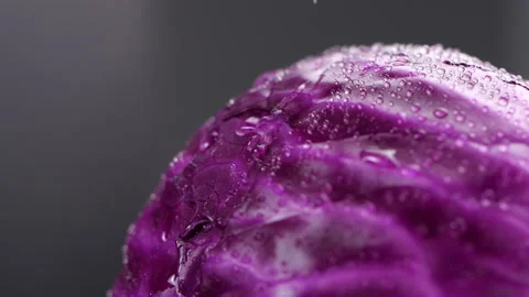 Red cabbage with water splash in slow motion 스톡 동영상 134660306