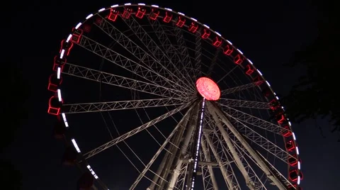 Red Cabins Ferris Wheel at Night Video stock 65292887