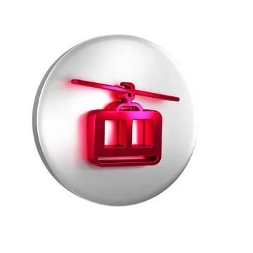 Red Cable car icon isolated on transparent background. Funicular sign. Silv.. Stock Illustration