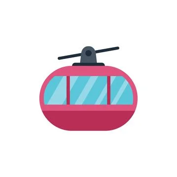 Red cable car moving upwards in the mountains Stock Illustration