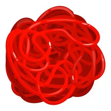 Red cable chaos representing confusion and disorder Illustrazione stock