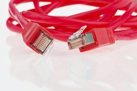 The red cable of a network from a computer. Austria Stock Photos