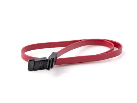 Red cable sata. on a white background. Stock Photos