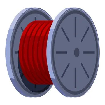 Red cable on a spool, connecting technology and power Ilustración de archivo