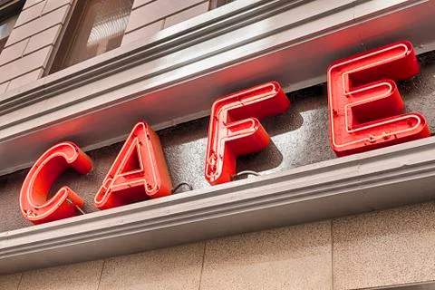 Red Cafe Sign Stock Photos