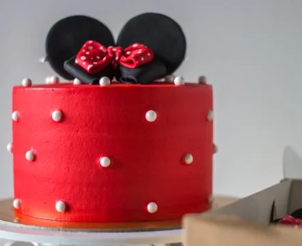Red cake with mouse ears Stock Photos