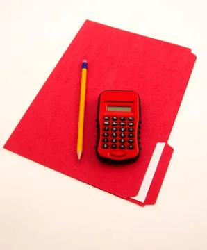 Red Calc and Folder Stock Photos