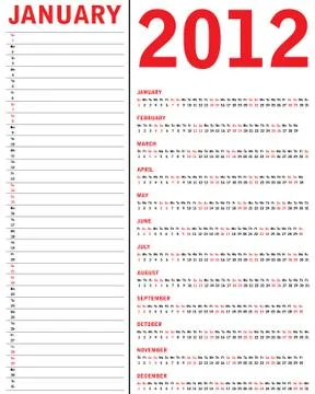 Red calendar for 2012 Illustrazione stock