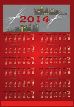 Red calendar 2014 Stock Illustration