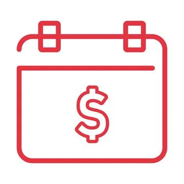 Red calendar dollar sign. Vector Stock Illustration