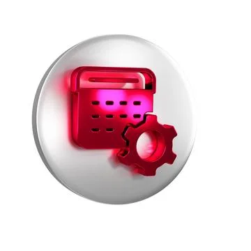 Red Calendar settings icon isolated on transparent background. Date setting.. Stock Illustration