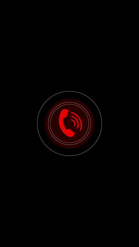 Red call alert icon background glowing phone symbol, circular signal rings, and Stock Footage 340548184
