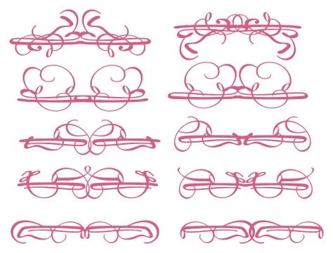 Red Calligraphic Divider Decorative design elements Stock Illustration
