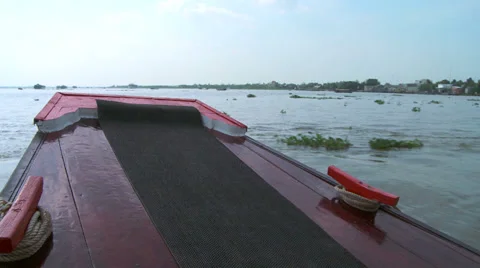 Red Cambodian river boat Video stock 33847552