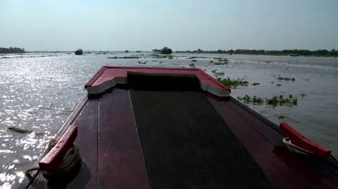 Red Cambodian river boat Video stock 33889802