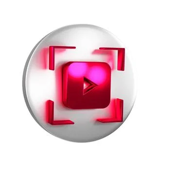 Red Camera focus frame line icon isolated on transparent background. Silver.. Stock Illustration