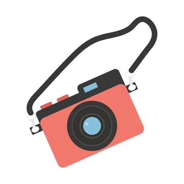 Red camera on a white background of the clipart design Stock Illustration