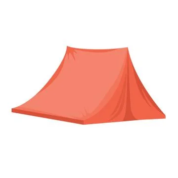 Red camping tent vector flat illustration isolated on white background. Summer Stock Illustration