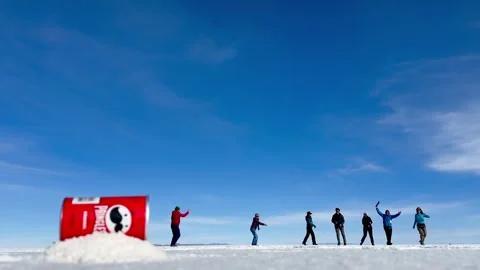 The red can nestled in the white salt reflects a vivid contrast Stock Footage 315655177