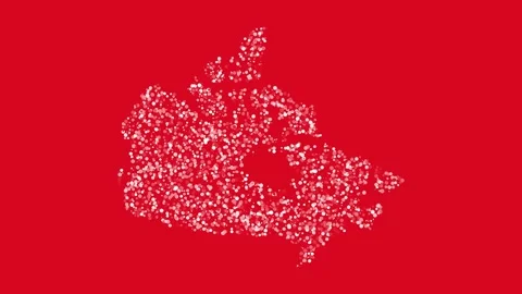 Red canada country map border sparkling circles animation Stock Footage 278177252