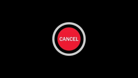 Red cancel button glowing on black background with motion effect for user i.. Stock Footage 333878136