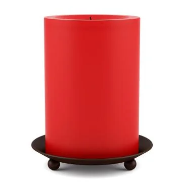 Red candle on candlestick isolated on white background Stock Illustration