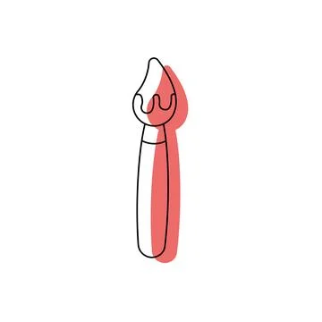 Red candle outline style. Vector Stock Illustration