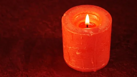Red candle. Romantic atmosphere Stock Footage 89258203