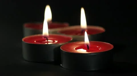 Red candles, tealights Видео 9990465