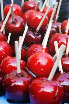 Red candy apples. Stock Photos