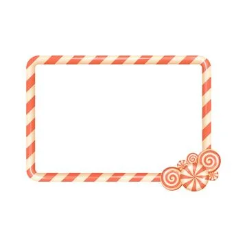 Red candy cane Christmas frame with swirl candy corner detail 스톡 일러스트