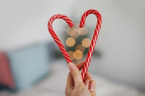 Red candy cane heart Stock Photos