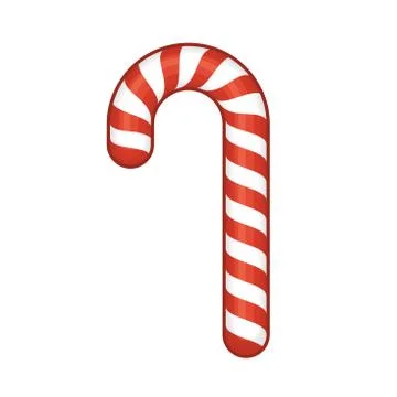 Red Candy Cane Isolated on White Background. Vector 库存插图