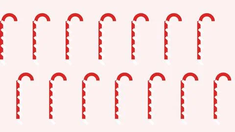 Red candy cane patterns arranged in grid layout Illustrazione stock