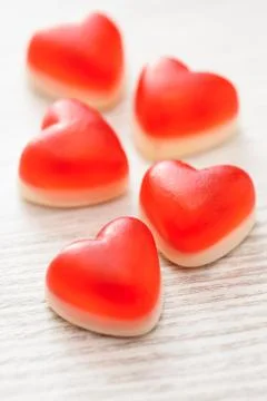 Red candy hearts Stock Photos