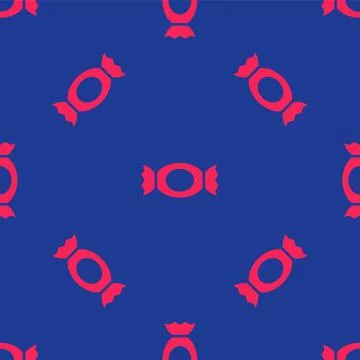 Red Candy icon isolated seamless pattern on blue background. Happy Halloween Stock Illustration