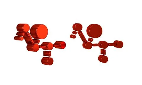Red Cannabis molecule icon isolated on transparent background. Cannabidiol .. Stock Illustration