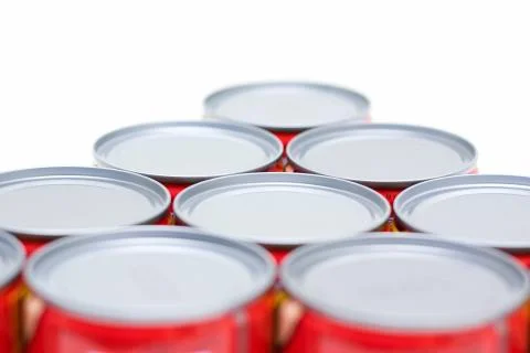 Red Cans isolated on white background Stock Photos