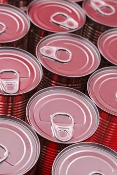 Red cans. Stock Photos
