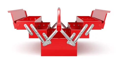 Red cantilever tool box opening Stock Footage 131707753