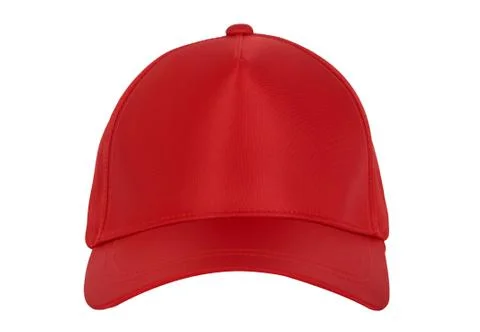Red cap front with nothing - baseball cap isolated on white background. Stock Photos