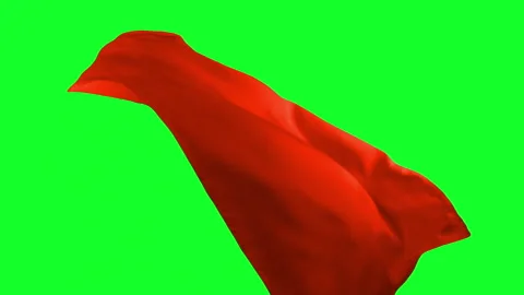 Red Cape Greenscreen Slow Motion, Superhero, Historic Element Stock Footage 344072601