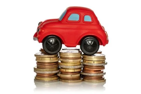 Red car and stack of coins Stock Photos